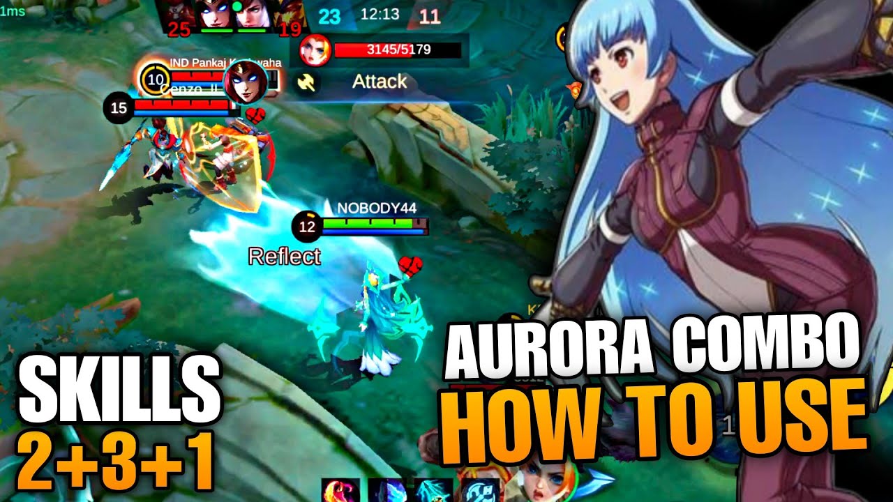 SKILLS COMBO AND BUILD I AURORA GAMEPLAY I MOBA LEGEND 