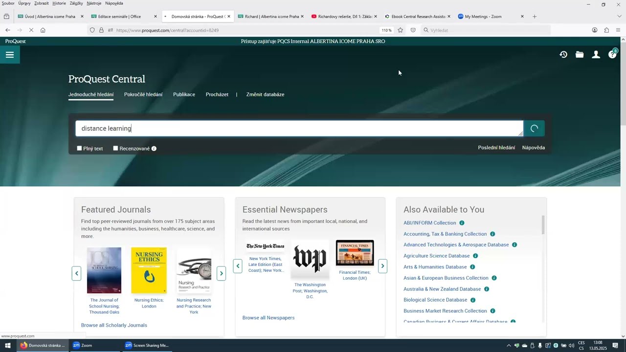 ProQuest Research Assistant - AI asistent v databázích ProQuest