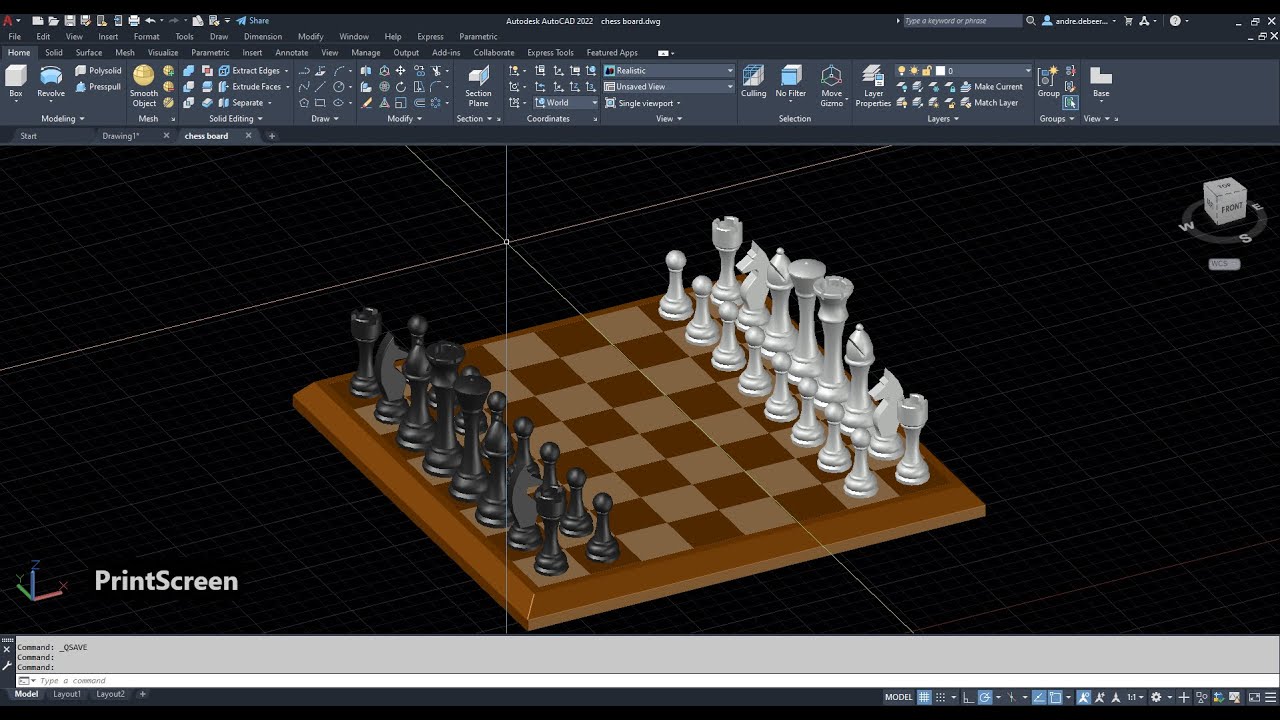 AutoCAD tutorial : How to draw a chess piece (King)