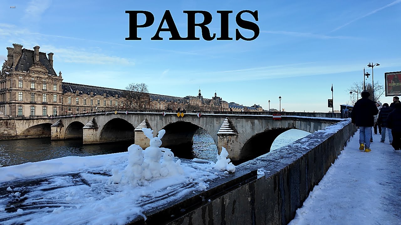 Paris River Seine Walk ❄️ Snowy Winter Day Ending at Notre-Dame Cathedral | 4K