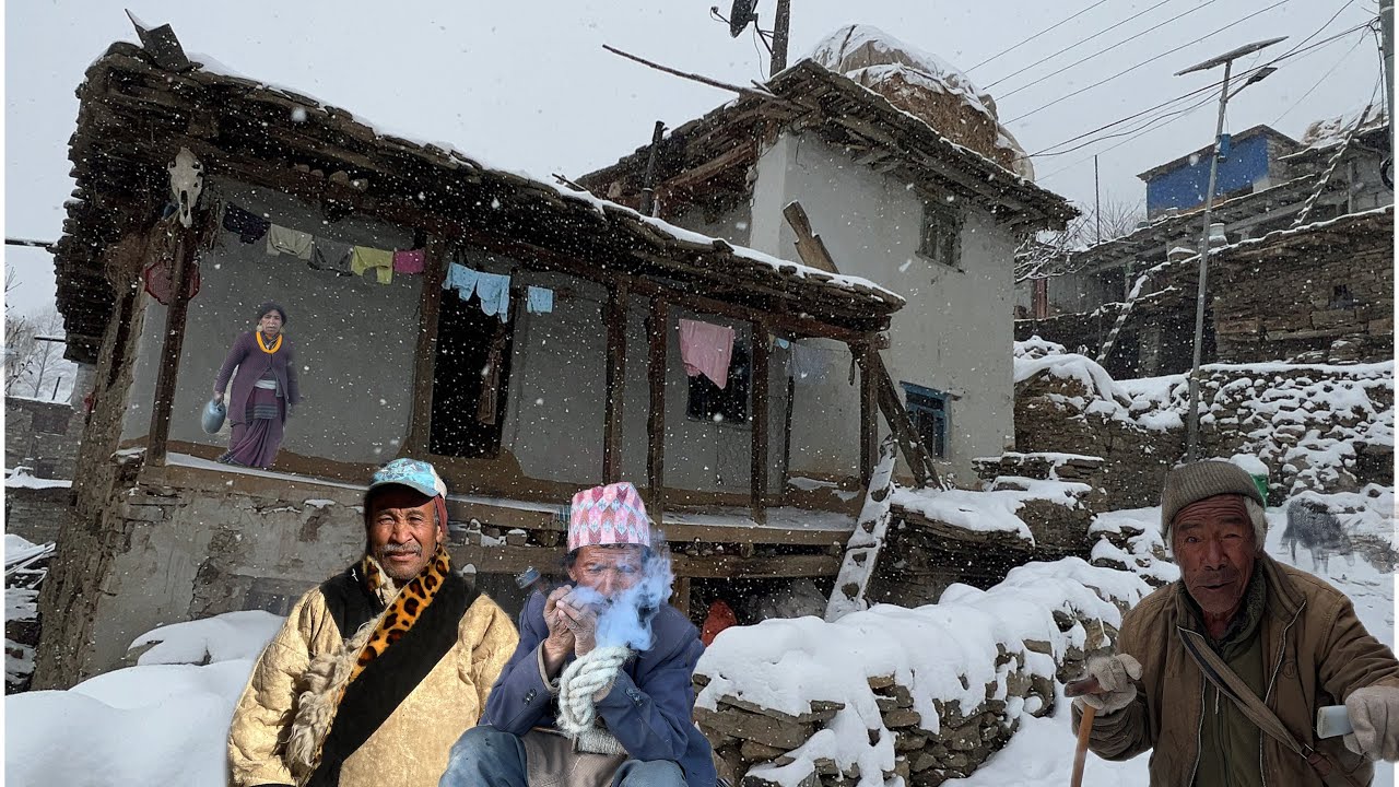 Best Nepali Mountain Village Life In Winter || Nepali Village Life Documentary During Snowy Day.