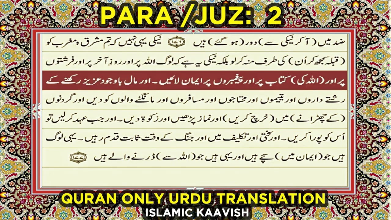 QURAN PARA 2 JUST/ONLY URDU/HINDI TRANSLATION WITH TEXT HD FATEH MUHAMMAD JALANDRI