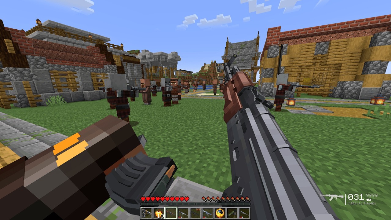 I Became a PILLAGER and Robbed Villagers With MODERN WEAPONS! 😈🔫