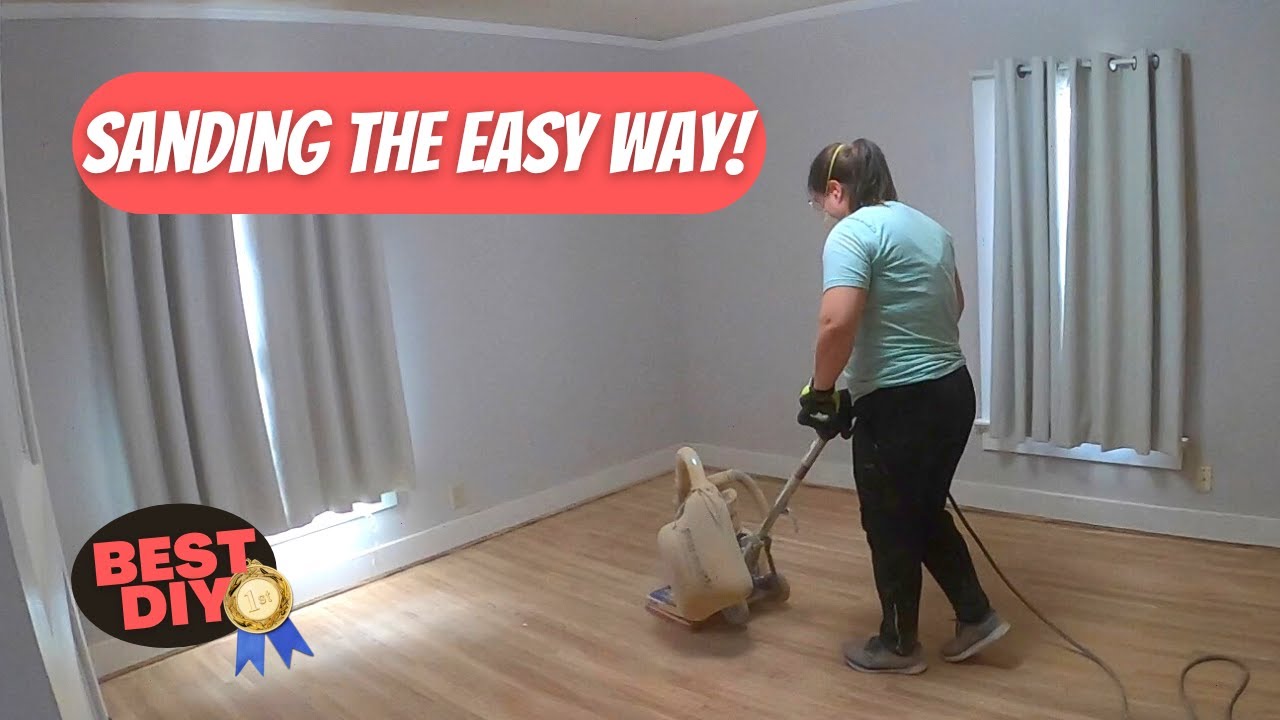 Easy HARDWOOD FLOOR Sanding For the 1st Time! | DIY Floor Sanding- Orbital Sander Hardwood Floors