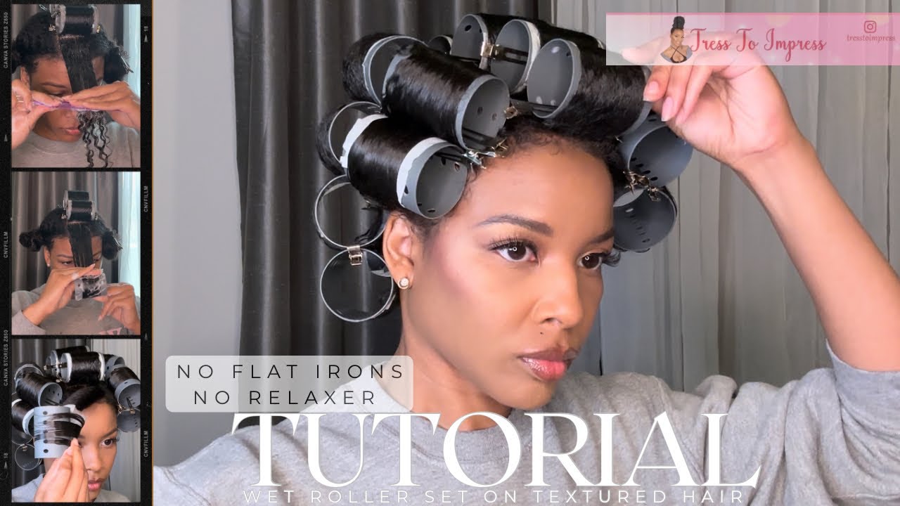 Wet Roller Set on Natural Hair No Heat Damage | Roller set with end papers | Tress to Impress