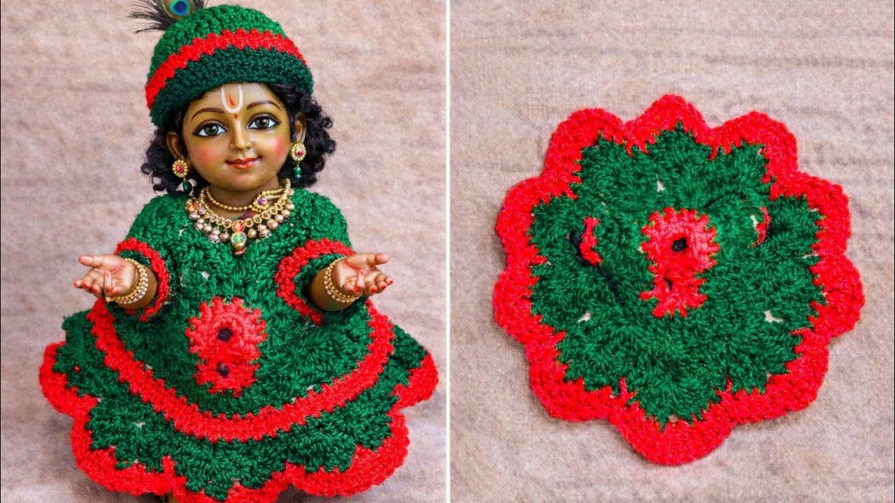 4/5no.laddu Gopal Ji ki dress/Laddu Gopal dress/How to make crochet New woollen dress for Kanha ji 