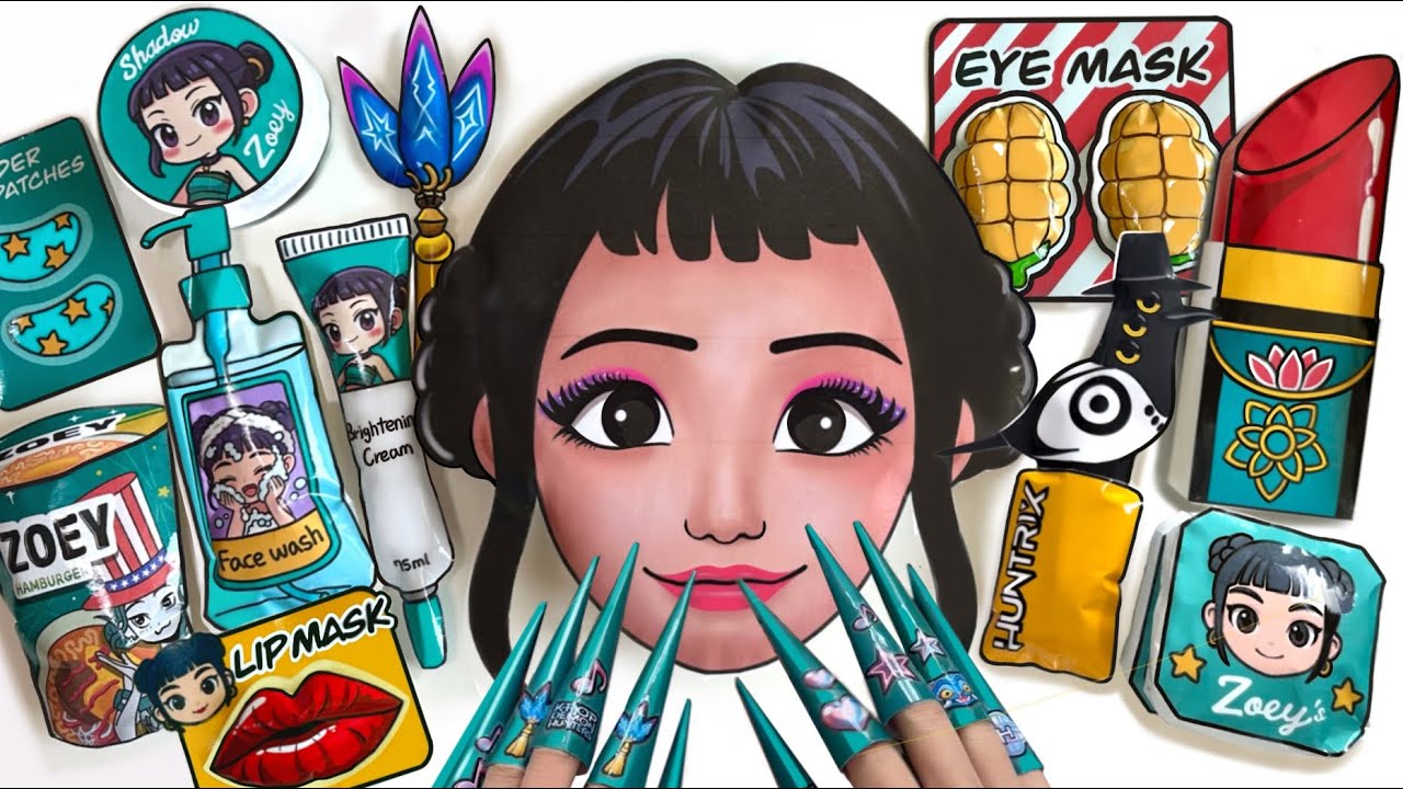 [💚Paper DIY💚] KPOP DEMON HUNTERS Zoey Skincare + Makeup + Nail Blindbag ASMR