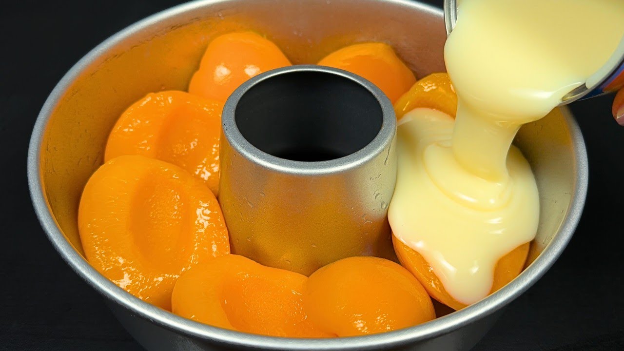 Взбейте сгущенное молоко с персиками! Самый вкусный домашний десерт без выпечки!