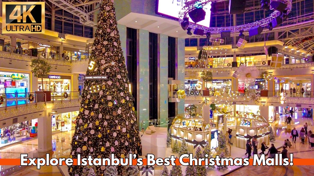 Istanbul Turkey 2024: Christmas Lights & Decorations in Stunning Shopping Malls | 4K Walking Tour
