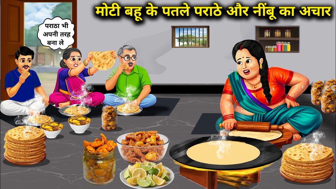 मोटी बहू के पतले पराठे और नींबू का अचार | Fat daughter-in-law's thin parathas and | Cartoon Video