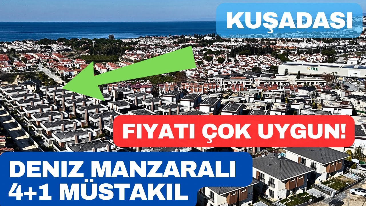 Отдельно стоящая вилла с 4 спальнями и 1 ванной комнатой, с видом на море, в Кушадасы по невероятной