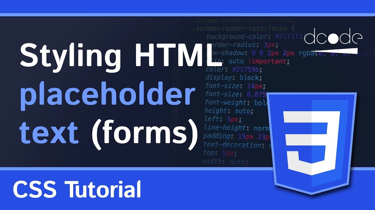 CSS Tutorial - ::placeholder pseudo-element | HTML Form Styling