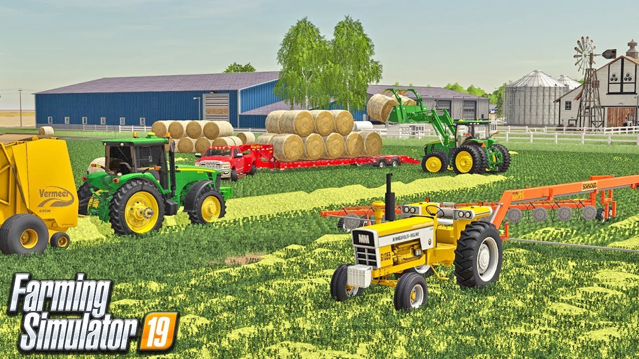 BALING UP THE ALFALFA FIELD BEFORE A RAIN | HUNDREDS! OF BALES (ROLEPLAY) FARMING SIMULATOR 19