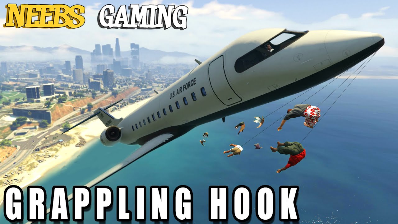GRAPPLING HOOK MOD -  Funny Moments - GTA 5 Gameplay Video