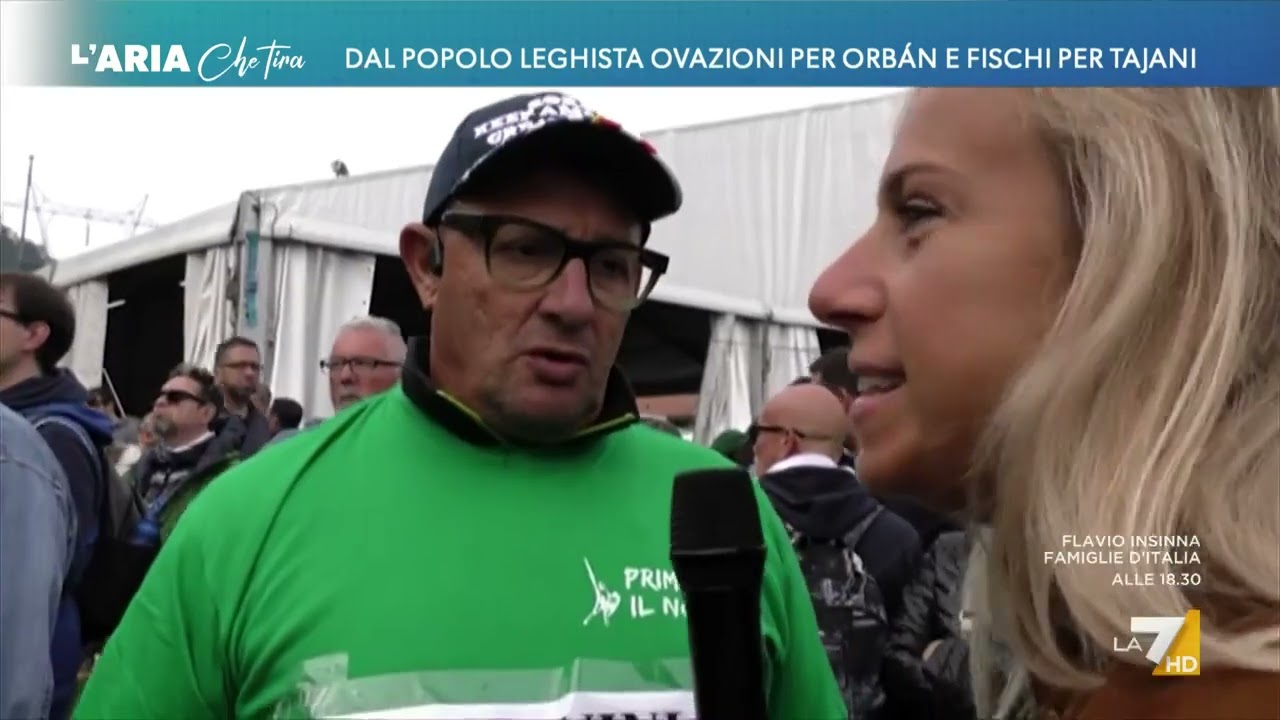 Pontida, dal popolo leghista ovazioni per Orbán e fischi per Tajani