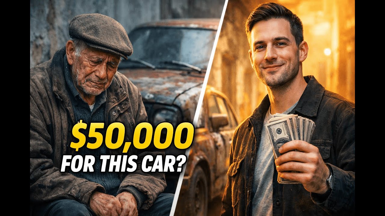 The young man helped the old man by buying his rusty car for $50,000