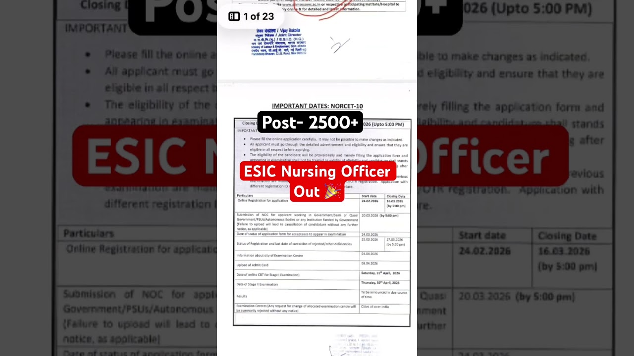 ESIC Nursing Officer Recruitment 2026💐ESIC Vacancy 2026💐ESIC 2026 Nursing Officer Vacancy