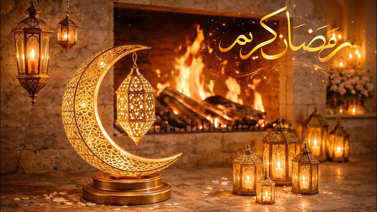 Luxurious Ramadan Fireplace & Islamic Ambience رمضان كريم 🌙 خلفية شاشة رمضان دافئة | Tv art 2026