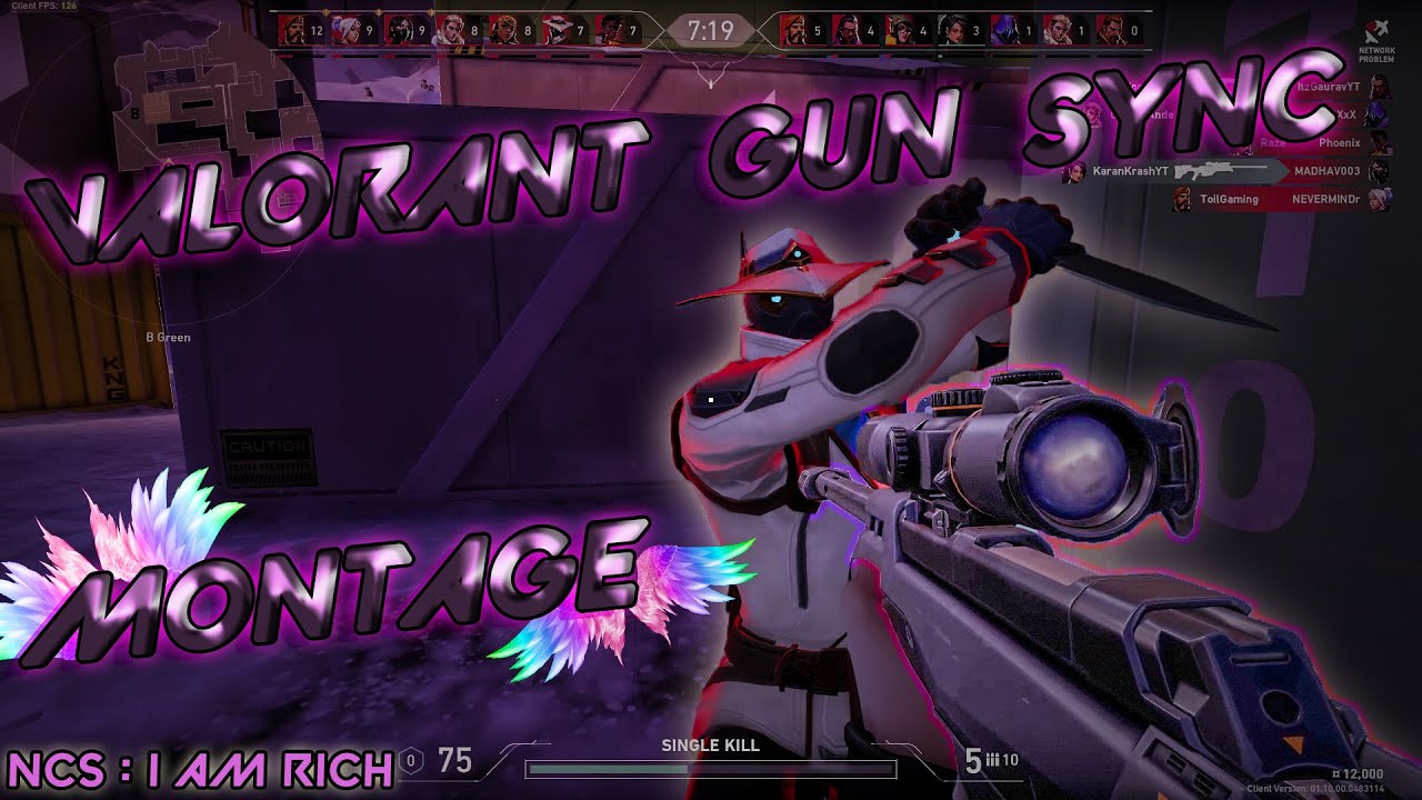 VALORANT FIRST EVER GUN SYNC MONTAGE || NCS : I AM RICH || KRASH ON GAMING .