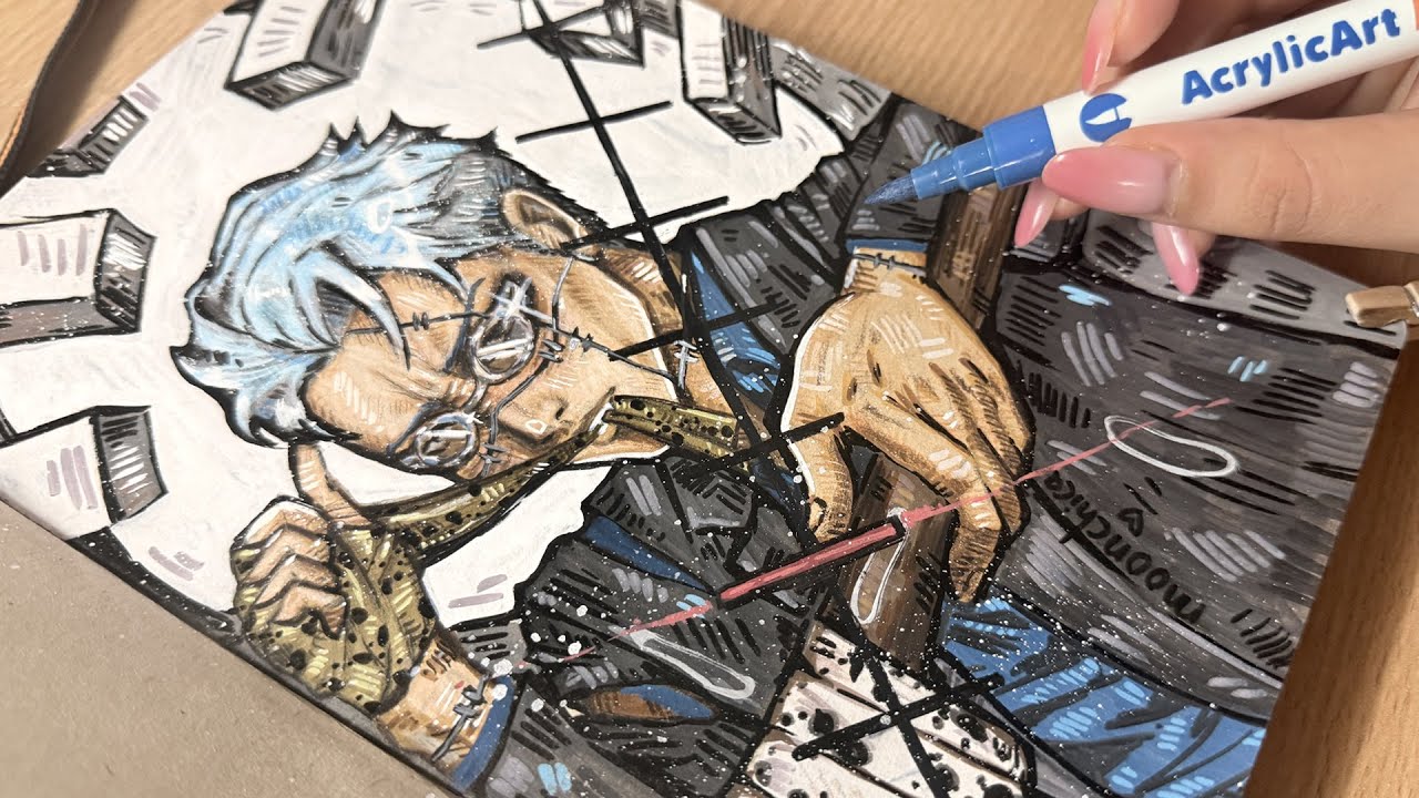 Acrylic Marker & Colored Pencil Process | Mahito × Nanami Fusion – Hitonami | Jujutsu Kaisen