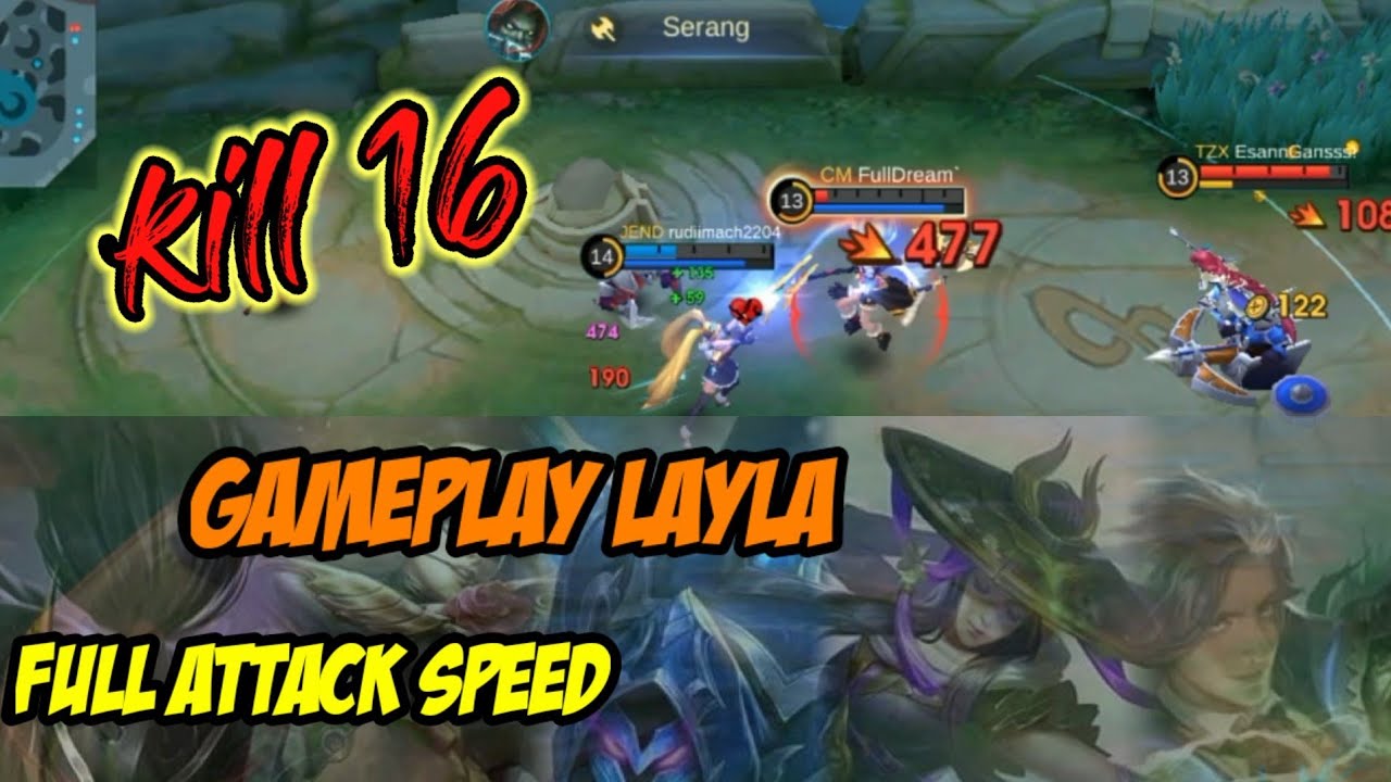 Gameplay Layla detik detik masuk tier mythical honor - kill16 #buildtersakitlayla
