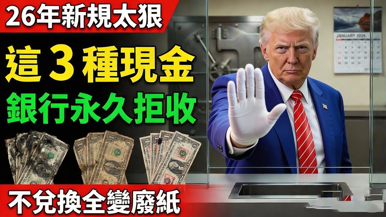 2026美元新政策：這3種鈔票銀行已列入黑名單，家裏藏著現金的快檢查，再不去兌換，幾十萬積蓄全變廢紙！#金融 #中老年 #存款 #鈔票#2026財金#銀行拒收  #理財陷阱 #金融警訊 #血汗錢