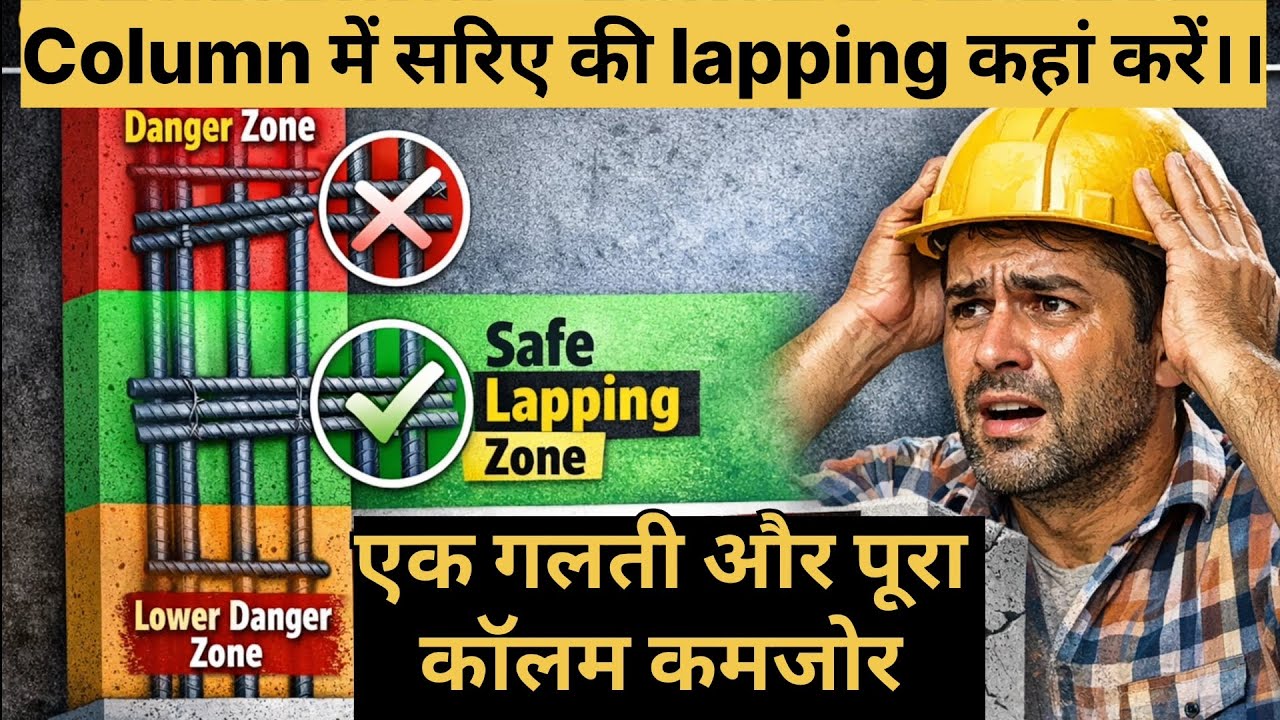 Column में सरिए की lapping कहां करें ।। Lapping zone in column #civilart #trending #viral #column 