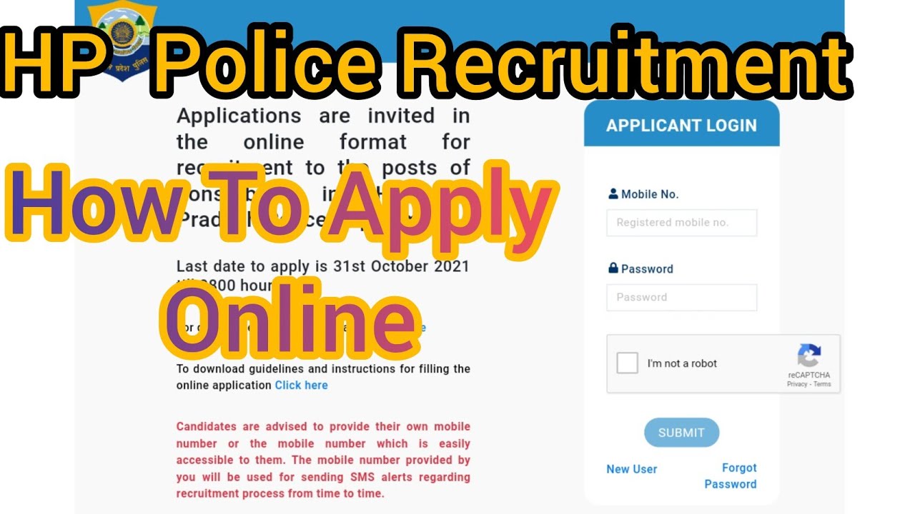 HP Police Recruitment ka Form Online Kaise Bhare II How to Apply Online for HP Police Recruitment