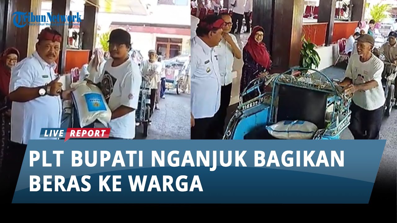 Plt Bupati Nganjuk Marhaen Djumadi, Bagikan Beras 10 Kilogram ke Warga Kurang Mampu