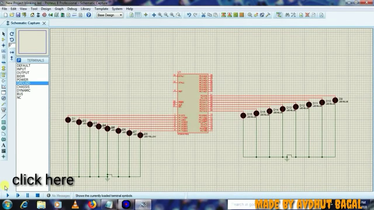 how to remove all types of errors in MIDE 51 and how to blink 16 LEDs using proteus simulation softw