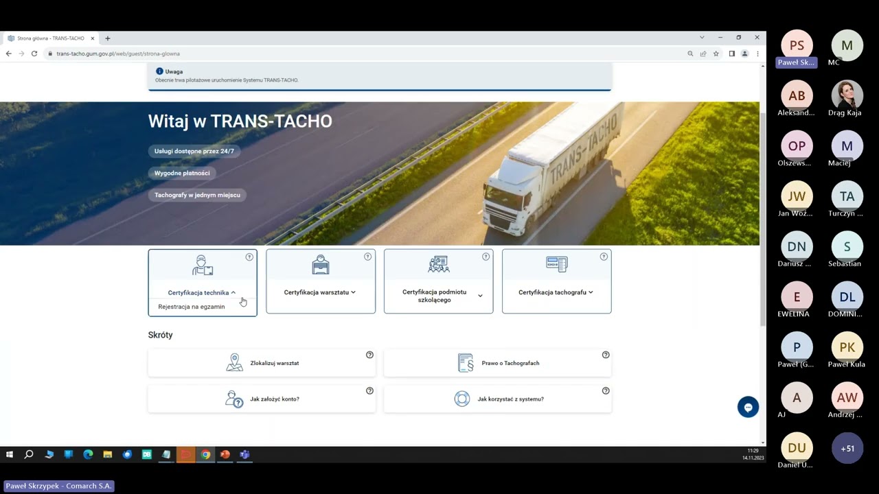Webinarium z funkcjonalności Systemu Trans-Tacho