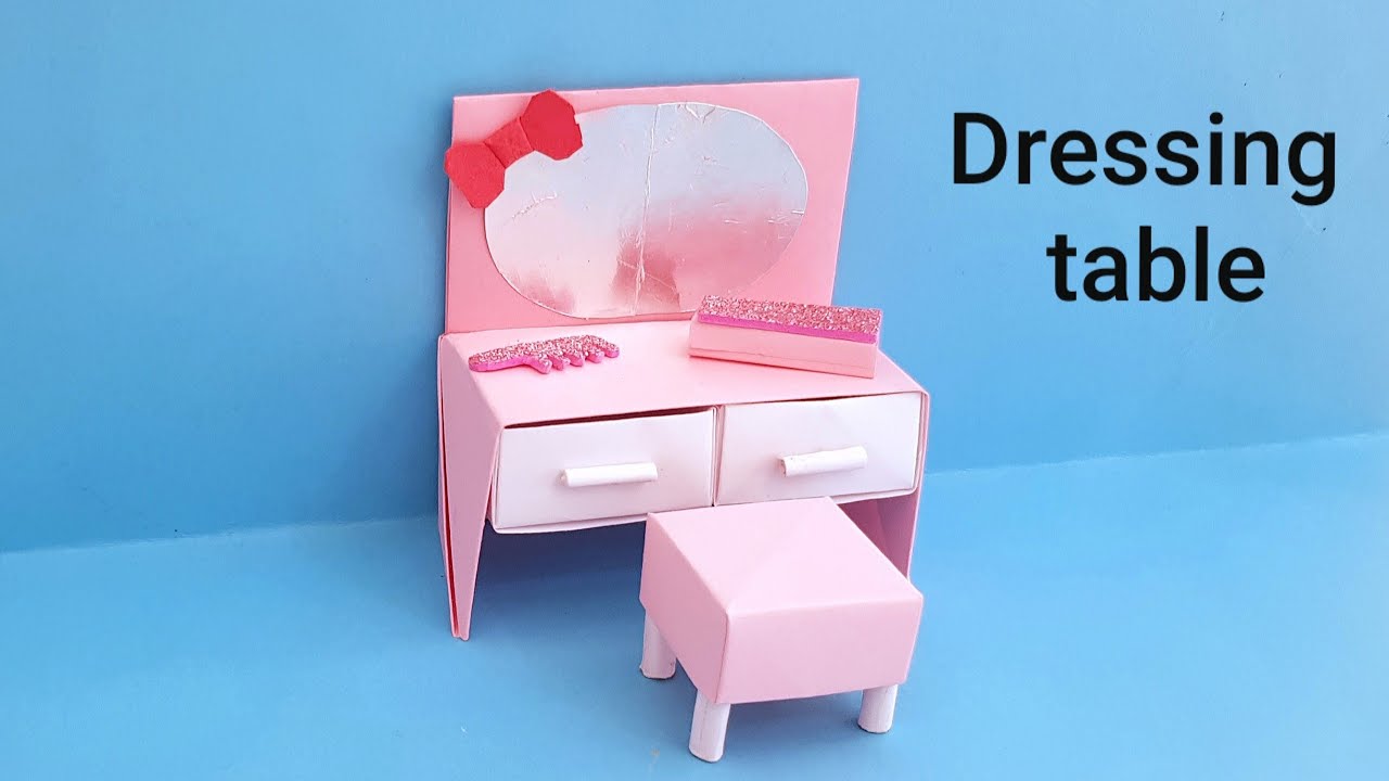 Paper Vanity Table / dressing table with drawer | Dollhouse miniature | paper furniture DIY