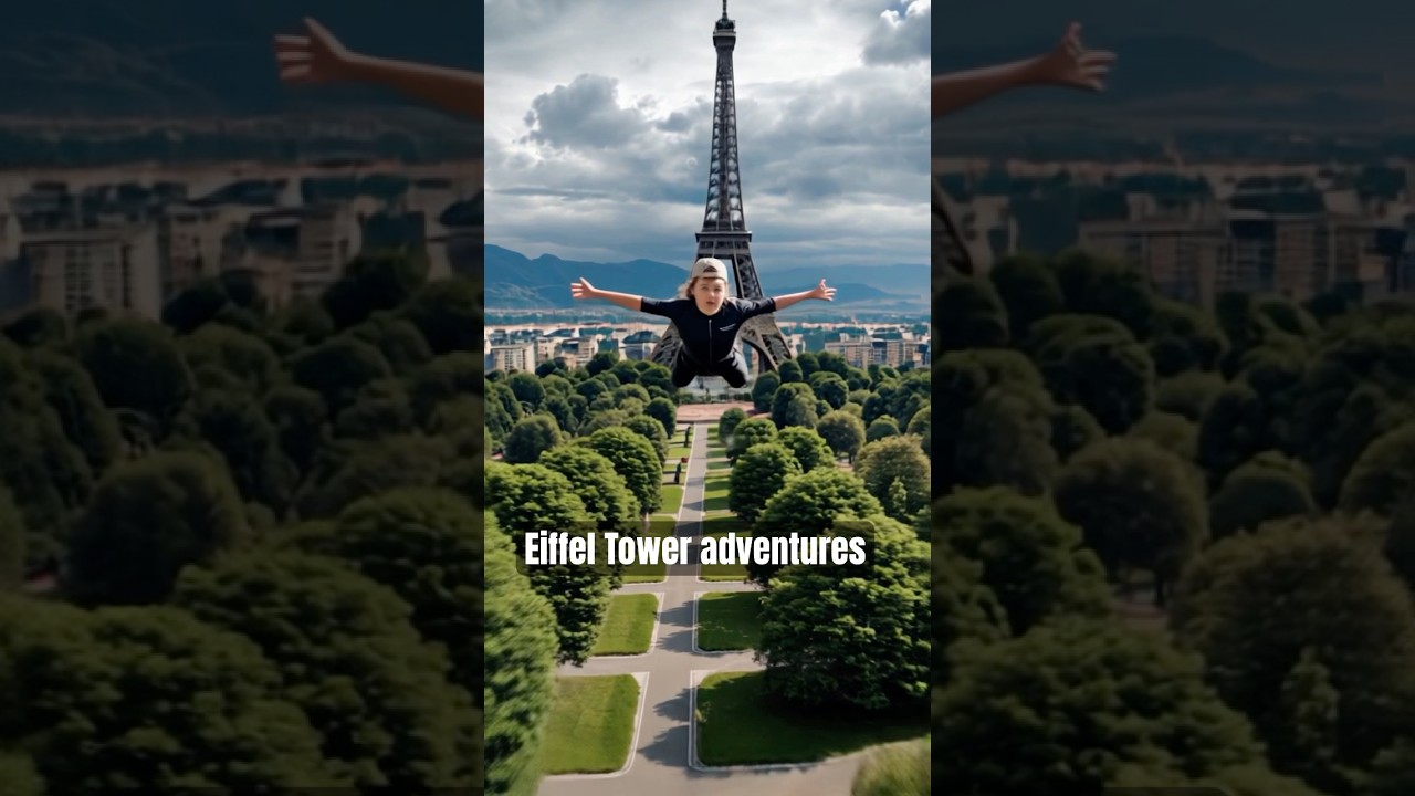 Rope suspension jump from Eiffel Tower 