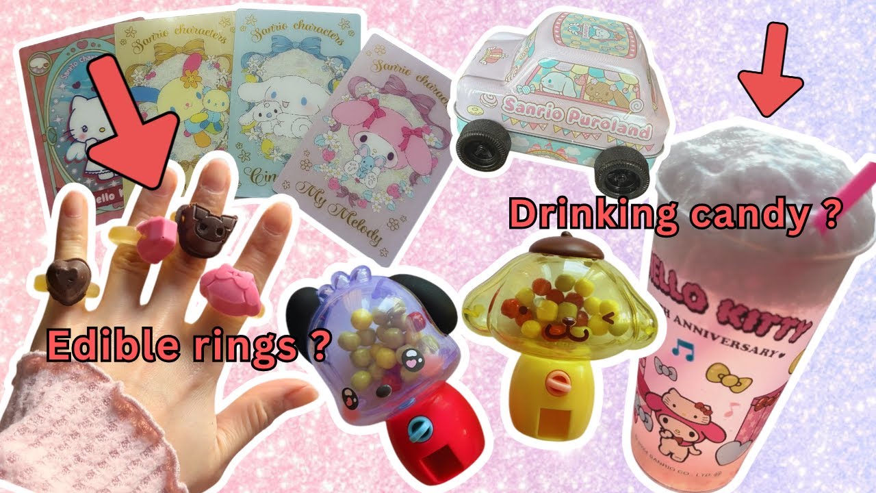 TRYING 20 WEIRD SANRIO SNACKS IN ONE DAY! 🛒shopping for japanese snacks, trying japanese candies