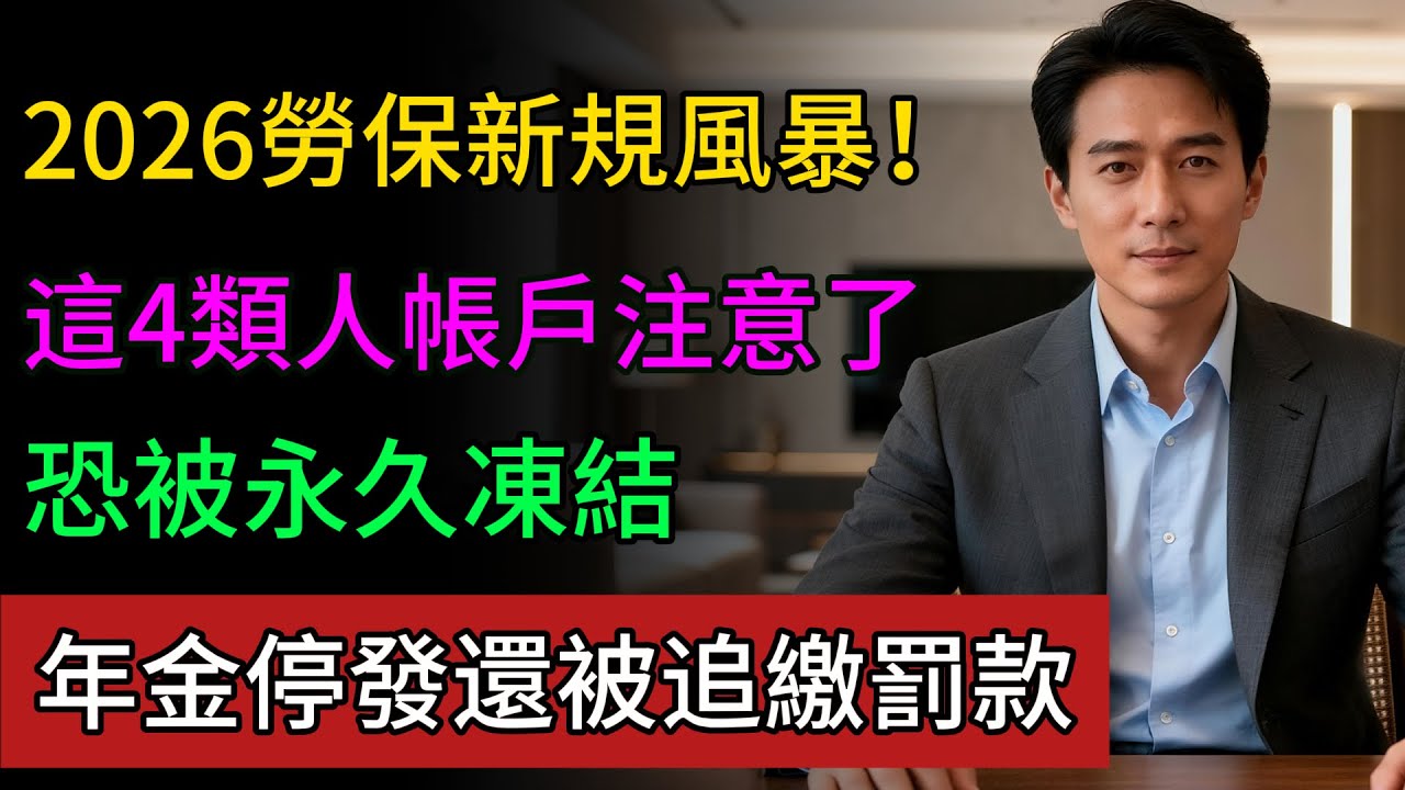2026勞保風暴來襲！4類人帳戶恐遭「永久封鎖」！年金停發還得追繳罰款，現在就查投保狀態，別等退休金一夜蒸發！#2026 #勞保 #永久凍結 #健康永駐