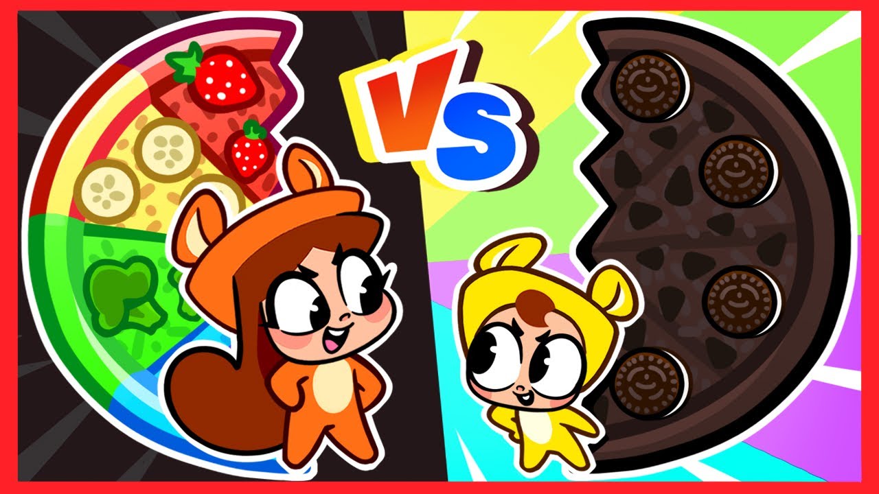 🍕🍩🍏 Pizza de Chocolate vs Pizza de Fruta 🍕🖤💖 Preto vs Rosa 💖 Quartos Secretos para Crianças 💖