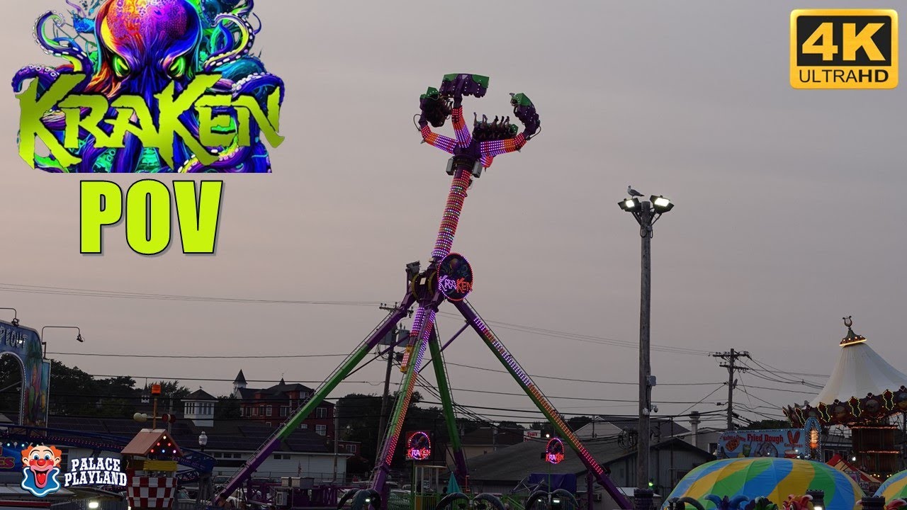 Kraken POV (4K 60FPS), Palace Playland Technical Park Inverting Frisbee | Non-Copyright