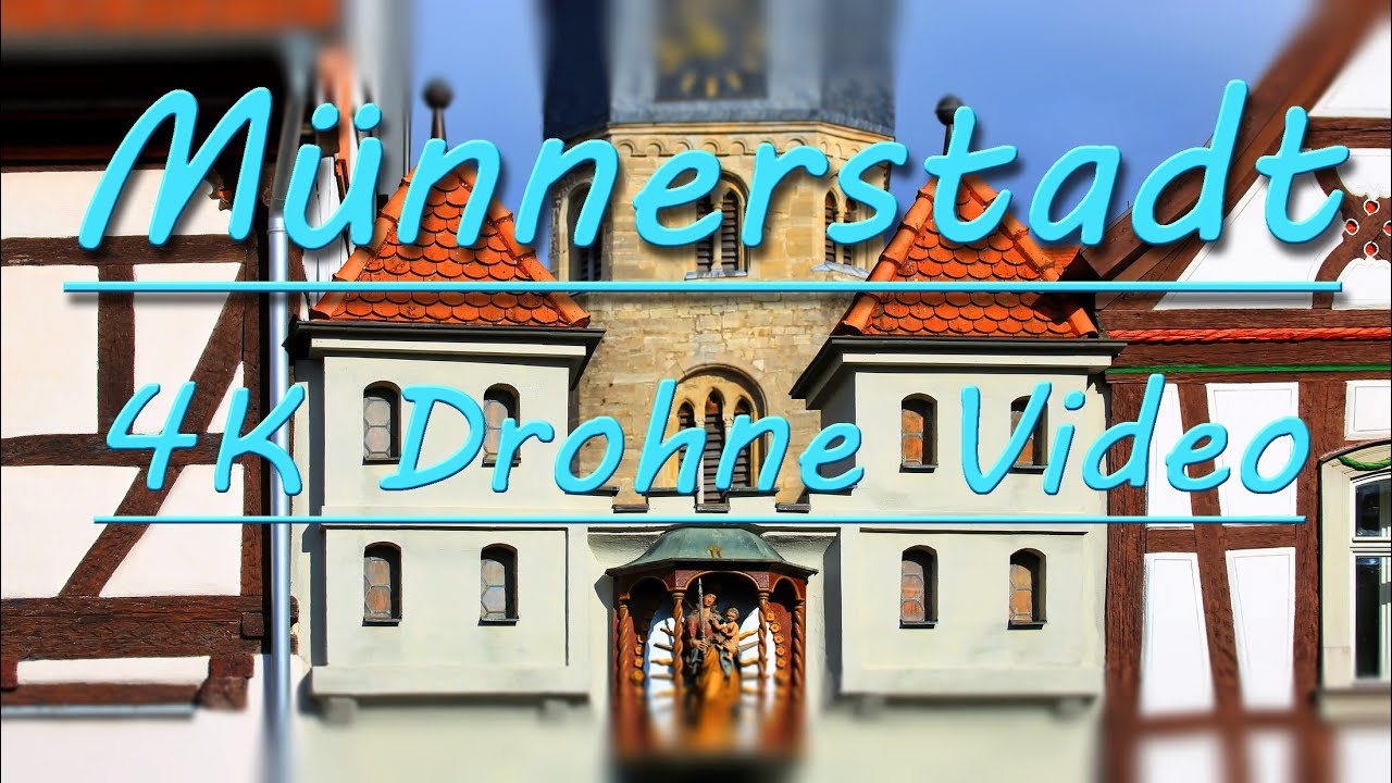 Drohnenvideo, Luftaufnahme der historischen Altstadt von M&uuml;nnerstadt, 4K Drohne Video.