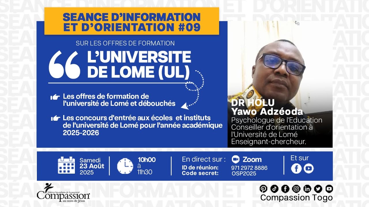 Séance d'information et d'orientation sur les offres de formation: UNIVERSITE DE LOME