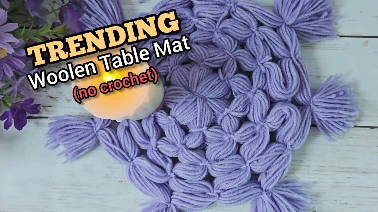 no crochet Woolen Table Mat,  beginners friendly yarn crafts. Step-by-step tutorial. 