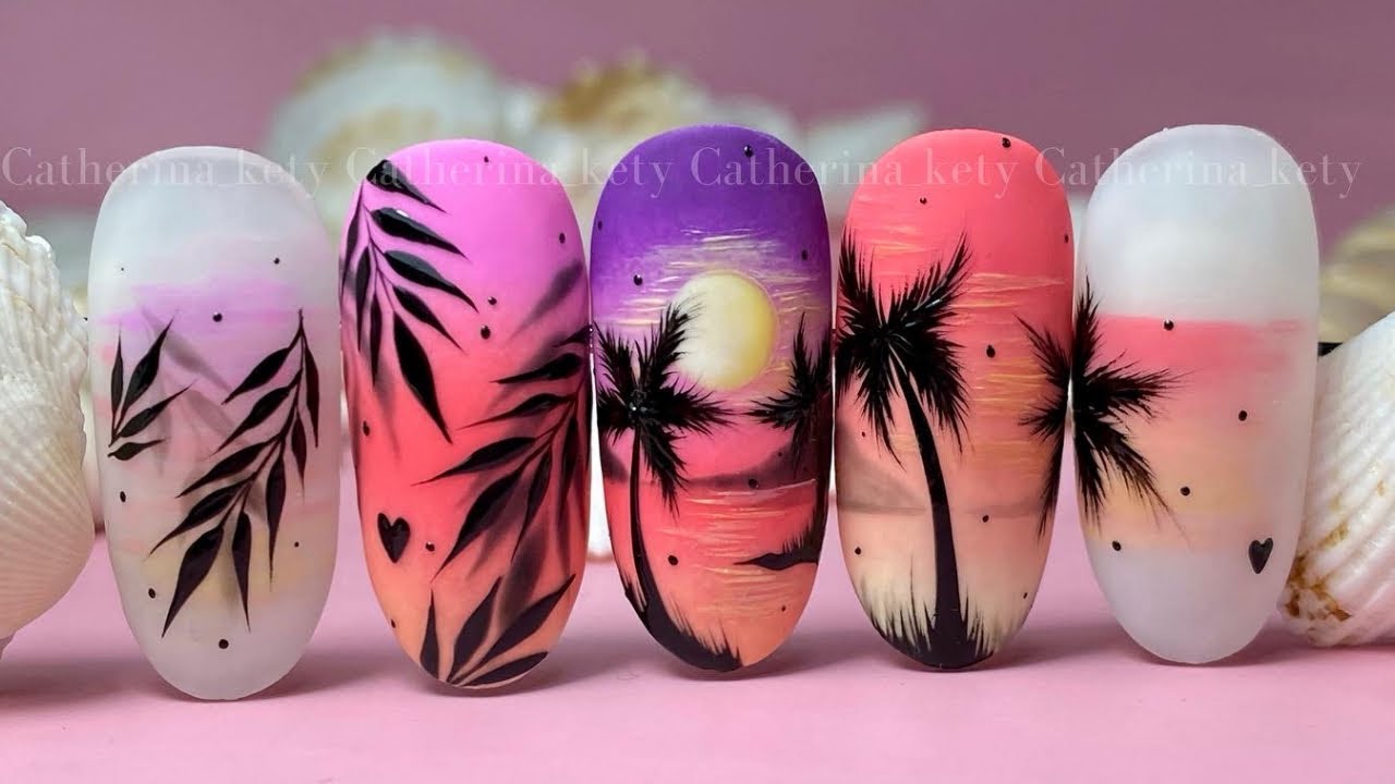 Beach Nail Art|Sunset Nail Art| Palm tree Nail Art| Summer Nail Art|Sea Nail Art|Madam Glam