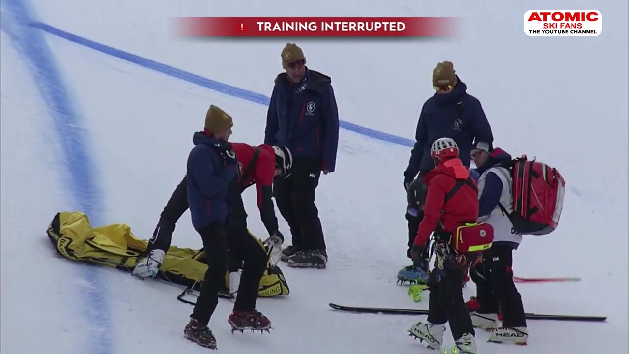 Crashes during Kitzbuhel downing trainings, Jan 21-22, 2025 #weliveskiing