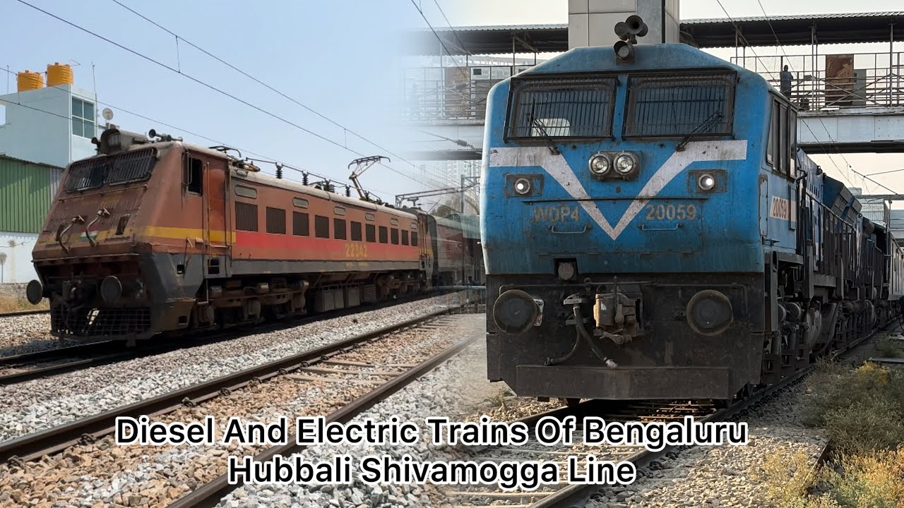 10 In 1 Diesel And Electric Trains Bengaluru Hubbali Shimoga Line , Superfast Trains