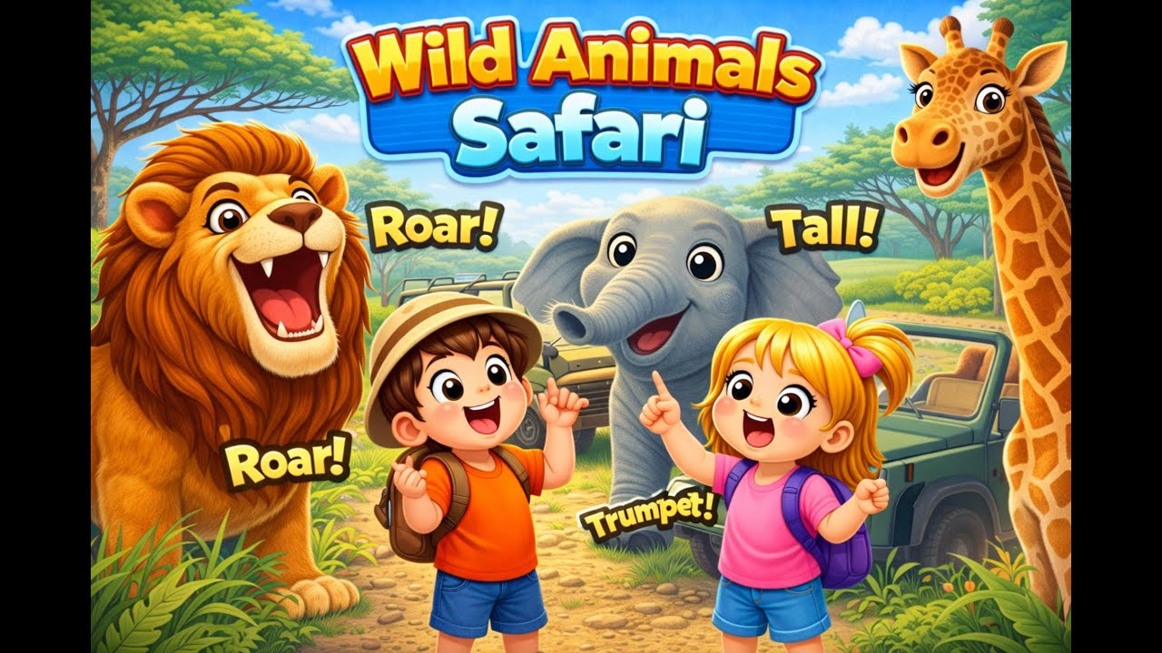 Wild Animals Safari 🦁🐘🦒 | Learn Safari Animals with Alex and Lily | Kids Learning