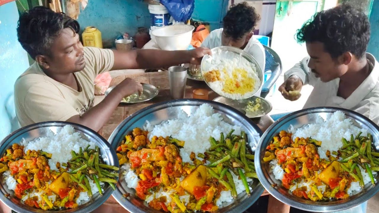 eating show | today 3 bhai eating challenge | village very tasty food eating show | mukbang Dal rice