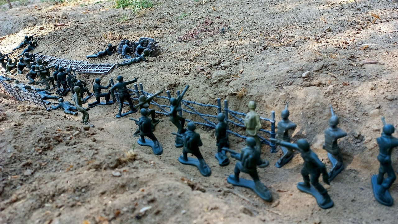 Army Men:The trenches (tan vs green)plastic army men #stopmotion war
