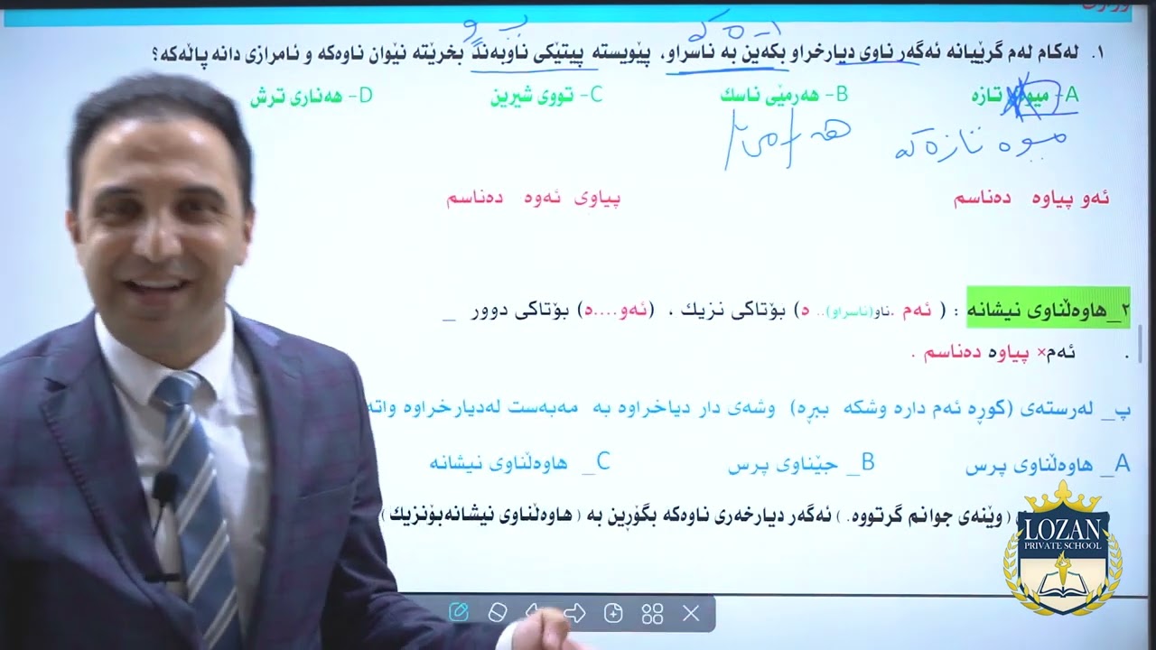 بابەتی چواردەم :ئەرکی هاوەڵناو لەڕستەدا وەکو دیارخەری ناو (م.هەڵۆ کوردی:بەکارهێنانی تەکنیکی نوێ)