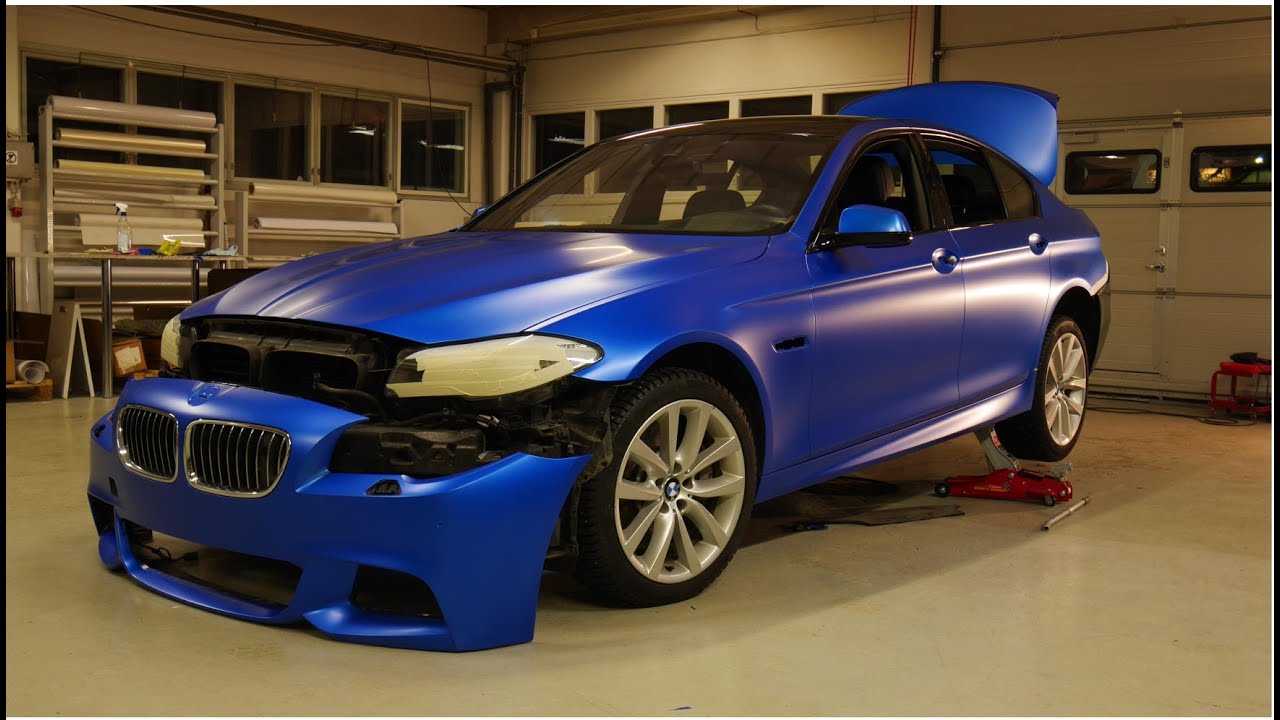 Car  wrapping - BMW F10 M550d 3M satin perfect blue