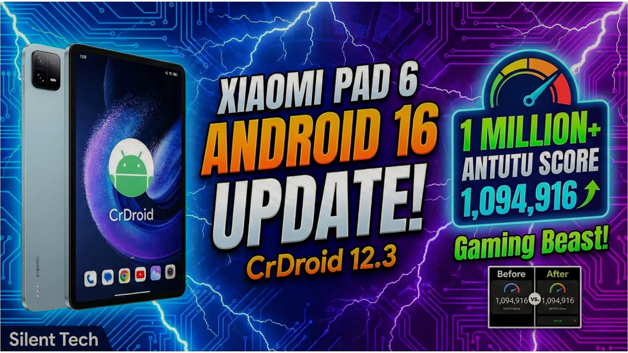 Xiaomi Pad 6 вышел! Обзор CrDroid 12.3 | 1,09 миллиона баллов и игровой тест