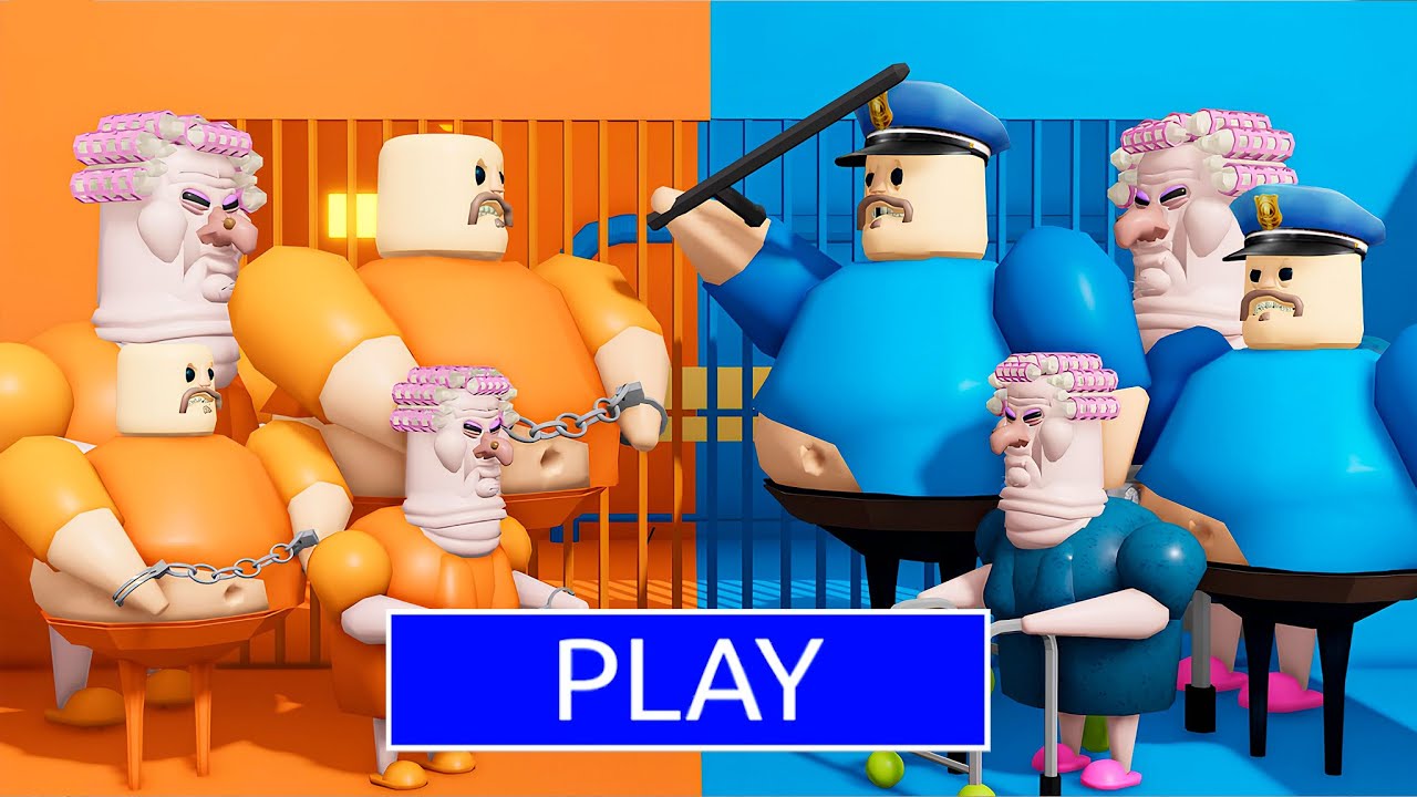 PRISONER'S VS POLICE FAMILY in BARRY'S PRISON RUN! New Scary Obby #roblox